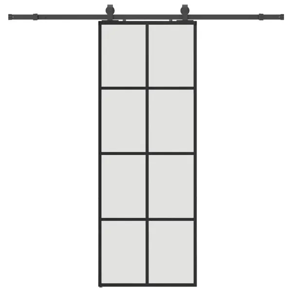 Ușă glisantă cu set de feronerie neagră 76×205 cm Sticlă ESG