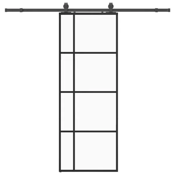 Ușă glisantă cu set de feronerie neagră 76×205 cm Sticlă ESG