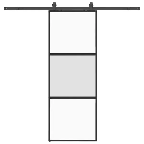 Ușă glisantă cu set feronerie neagră 76x205cm sticlă securizată